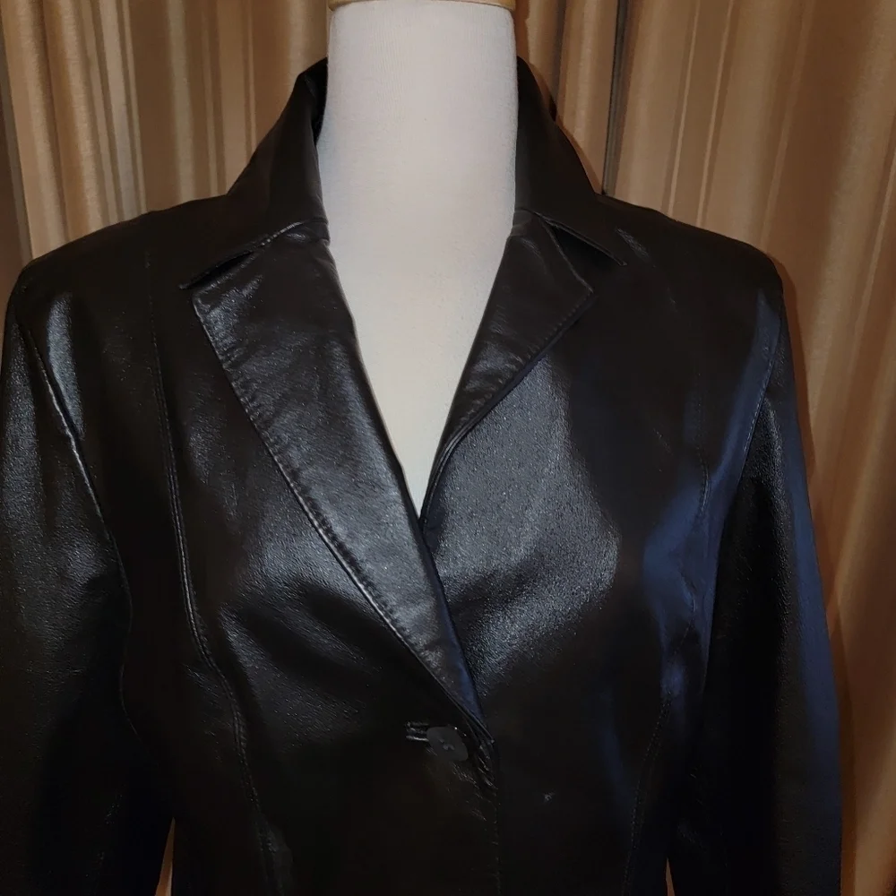 Wilsons Leather Black Leather Blazer Size Large - Picture 2 of 9